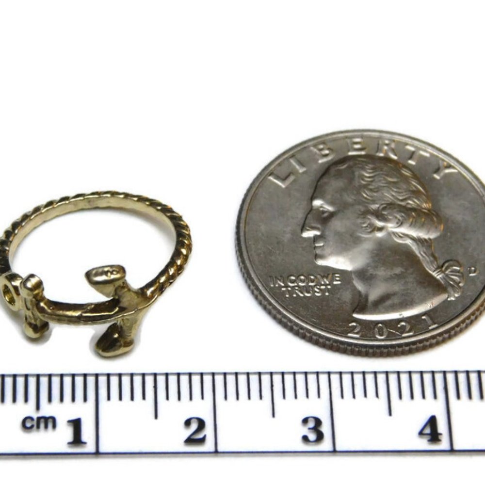 14k Solid Yellow Gold Anchor #5 Ring !! - image 5